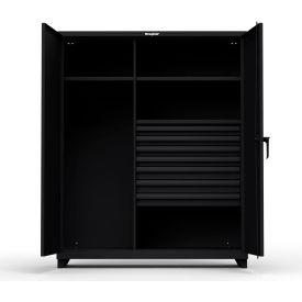 Strong Hold Products 56-W-243-7DB-L-RAL9005 Stronghold Industrial Uniform Cabinet with 7 Drawers 60"W x 24"D x 75"H , Black image.