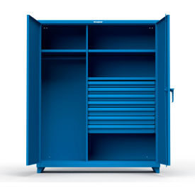 Strong Hold Products 56-W-243-7DB-L-RAL5001 Stronghold Industrial Uniform Cabinet with 7 Drawers 60"W x 24"D x 75"H , Blue image.