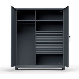 Strong Hold Products 56-W-243-7DB-L-RAL7024 Stronghold Industrial Uniform Cabinet with 7 Drawers 60"W x 24"D x 75"H , Dark Gray image.