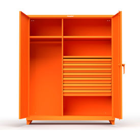 Strong Hold Products 56-W-243-7DB-L-RAL2009 Stronghold Industrial Uniform Cabinet with 7 Drawers 60"W x 24"D x 75"H , Orange image.