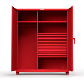 Strong Hold Products 56-W-243-7DB-L-RAL3001 Stronghold Industrial Uniform Cabinet with 7 Drawers 60"W x 24"D x 75"H , Red image.