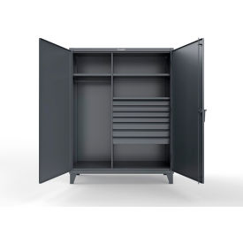 Strong Hold® Extra HD Uniform Cabinet 7 Drawers 3 Shelves 60"W x 24"D x 78"H Dark Gray 