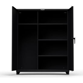 Strong Hold Products 56-W-244-L-RAL9005 Stronghold Industrial Uniform Cabinet with 4 Shelves 60"W x 24"D x 75"H , Black image.
