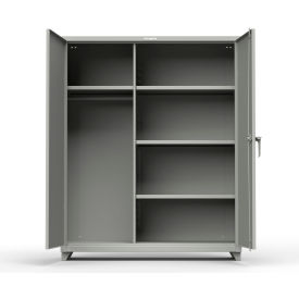 Strong Hold Products 56-W-244-L-RAL7037 Stronghold Industrial Uniform Cabinet with 4 Shelves 60"W x 24"D x 75"H , Gray image.