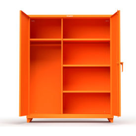 Strong Hold Products 56-W-244-L-RAL2009 Stronghold Industrial Uniform Cabinet with 4 Shelves 60"W x 24"D x 75"H , Orange image.