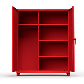 Strong Hold Products 56-W-244-L-RAL3001 Stronghold Industrial Uniform Cabinet with 4 Shelves 60"W x 24"D x 75"H , Red image.
