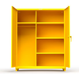 Strong Hold Products 56-W-244-L-RAL1021 Stronghold Industrial Uniform Cabinet with 4 Shelves 60"W x 24"D x 75"H , Yellow image.