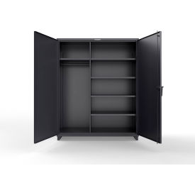 Strong Hold® Extra Heavy Duty Uniform Cabinet w/5 Shelves 60"W x 24"D x 75"H Black 