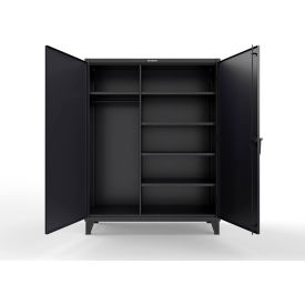 Strong Hold® Extra Heavy Duty Uniform Cabinet w/5 Shelves 60"W x 24"D x 78"H Black 