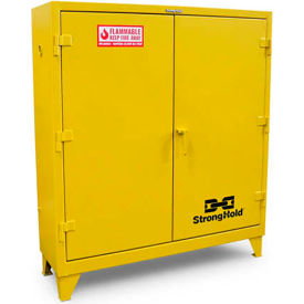 Strong Hold® Flammable Safety Cabinet Manual Close 60 Gallon Cap. 58"W x 18"D x 66"H Yellow 