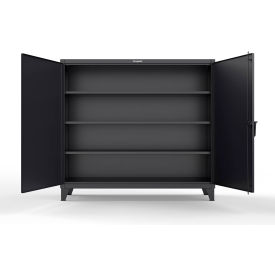 Strong Hold® Extreme Duty Cabinet with 3 Shelves 72"W x 24"D x 66"H Black 