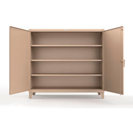 Strong Hold® Extreme Duty Cabinet with 3 Deep Shelves 72"W x 30"D x 66"H Beige 