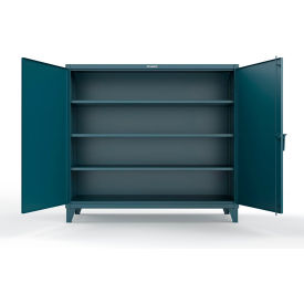 Strong Hold® Extreme Duty Cabinet with 3 Deep Shelves 72"W x 30"D x 66"H Blue 
