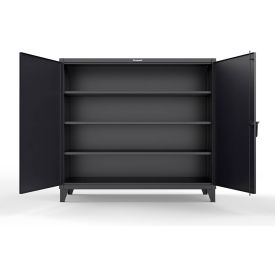 Strong Hold® Extreme Duty Cabinet with 3 Deep Shelves 72"W x 30"D x 66"H Black 
