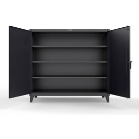 Strong Hold® Extreme Duty Cabinet with 3 Extra Deep Shelves 72"W x 36"D x 66"H Black 