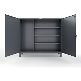 Strong Hold® Extreme Duty Janitorial Cabinet w/ 3 Shelves 72"W x 24"D x 66"H Dark Gray 