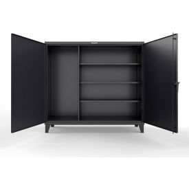 Strong Hold® Extreme Duty Janitorial Cabinet w/ 3 Shelves 72"W x 24"D x 66"H Black 