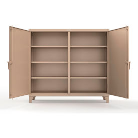 Strong Hold® Double Shift Storage Cabinet with 6 Shelves 12 GA 72" W x 24" D x 66" H Beige 