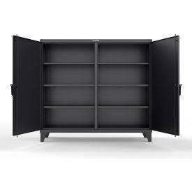 Strong Hold® Double Shift Storage Cabinet with 6 Shelves 12 GA 72" W x 24" D x 66" H Black 