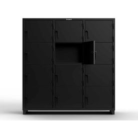 Strong Hold® 4-Tier 12 Door Extra Heavy Duty Locker 72"W x 24"D x 75"H Black Assembled 
