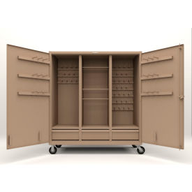 Strong Hold® Extreme Duty Mobile Rigging Cabinet 12 Gauge 72"W x 30"D x 80"H Beige 