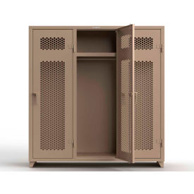 Strong Hold® 1-Tier 3 Door Extra HD Ventilated Locker 72"W x 24"D x 75"H Beige Assembled 