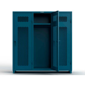 Strong Hold® 1-Tier 3 Door Extra HD Ventilated Locker 72"W x 24"D x 75"H Blue Assembled 