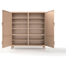 Strong Hold® HD Steel Storage Cabinet with 4 Locking Doors 72"W x 24"D x 78"H Beige 