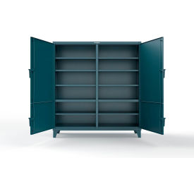 Strong Hold® HD Steel Storage Cabinet with 4 Locking Doors 72"W x 24"D x 78"H Blue 
