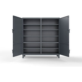 Strong Hold® HD Steel Storage Cabinet with 4 Locking Doors 72"W x 24"D x 78"H Dark Gray 