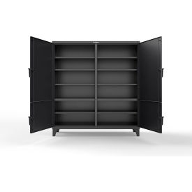 Strong Hold® HD Steel Storage Cabinet with 4 Locking Doors 72"W x 24"D x 78"H Black 