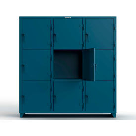 Strong Hold® 3-Tier 9 Door Extra Heavy Duty Locker 72"W x 24"D x 75"H Blue Assembled 