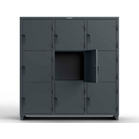 Strong Hold® 3-Tier 9 Door Extra Heavy Duty Locker 72"W x 24"D x 75"H Dark Gray Assembled 