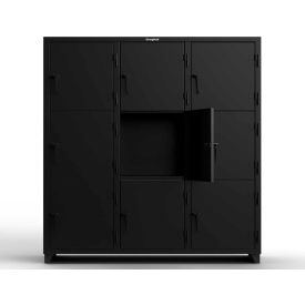 Strong Hold® 3-Tier 9 Door Extra Heavy Duty Locker 72"W x 24"D x 75"H Black Assembled 