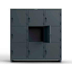 Strong Hold Products 66-9D-24-3T-L StrongHold® 3-Tier 9 Door Extra Heavy Duty Locker, 72"W x 24"D x 75"H, Gray, Assembled image.