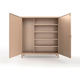 Strong Hold® Extreme Duty Janitorial Cabinet w/ 4 Shelves 72"W x 24"D x 78"H Beige 