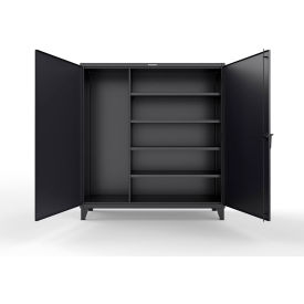 Strong Hold® Extreme Duty Janitorial Cabinet w/ 4 Shelves 72"W x 24"D x 78"H Black 
