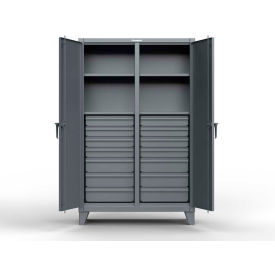 Strong Hold® Double Shift Storage Cabinet with 16 Drawers 72" W x 24" D x 66" H Dark Gray 