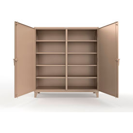 Strong Hold® Double Shift Storage Cabinet with 8 Shelves 12 GA 72" W x 24" D x 66" H Beige 