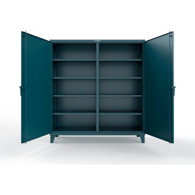 Strong Hold® Double Shift Storage Cabinet with 8 Shelves 12 GA 72" W x 24" D x 66" H Blue 