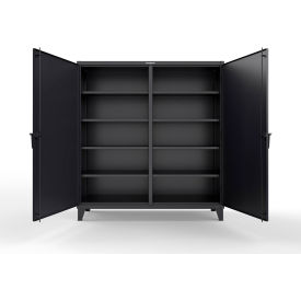 Strong Hold® Double Shift Storage Cabinet with 8 Shelves 12 GA 72" W x 24" D x 66" H Black 
