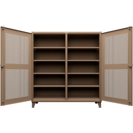 Strong Hold® Ventilated Hex Double Shift Cabinet 12 GA 72" W x 24" D x 78" H Beige 