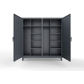 Strong Hold® Double Shift Uniform Cabinet with 10 Shelves 72" W x 24" D x 78" H Dark Gray 
