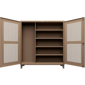 Strong Hold® Extreme Duty Ventilated Janitorial Cabinet 4 Shelves 72"W x 24"D x 78"H Beige 
