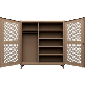 Strong Hold® Extreme Duty Ventilated Uniform Cabinet 5 Shelves 72"W x 24"D x 78"H Beige 