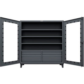 Strong Hold® Clearview Cabinet with 6 Half-Width Drawers 72"W x 24"D x 78"H Dark Gray 