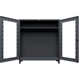 Strong Hold® Clearview Uniform Cabinet with Hanger Rod 72"W x 24"D x 78"H Dark Gray 