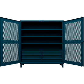 Strong Hold® Extreme Duty Ventilated Diamond Cabinet with Drawers 72"W x 24"D x 78"H Blue 