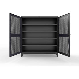 Strong Hold® Extreme Duty Cabinet with Ventilated Diamond Doors 72"W x 24"D x 78"H Black 