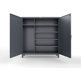 Strong Hold® Extra Heavy Duty Uniform Cabinet w/5 Shelves 72"W x 24"D x 78"H Dark Gray 